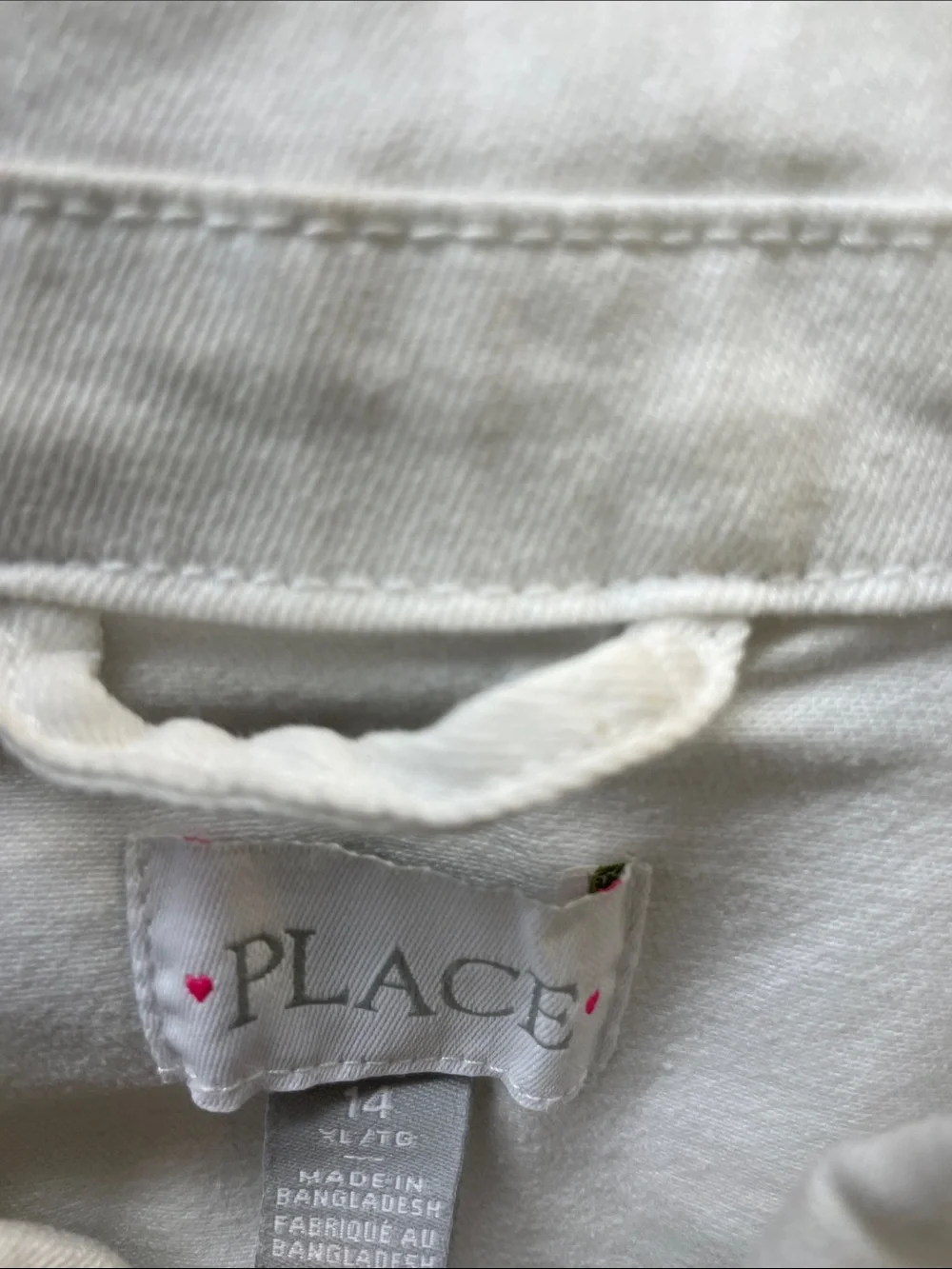The Children's Place White Girls' Denim Jacket with Chest Pockets sz 14